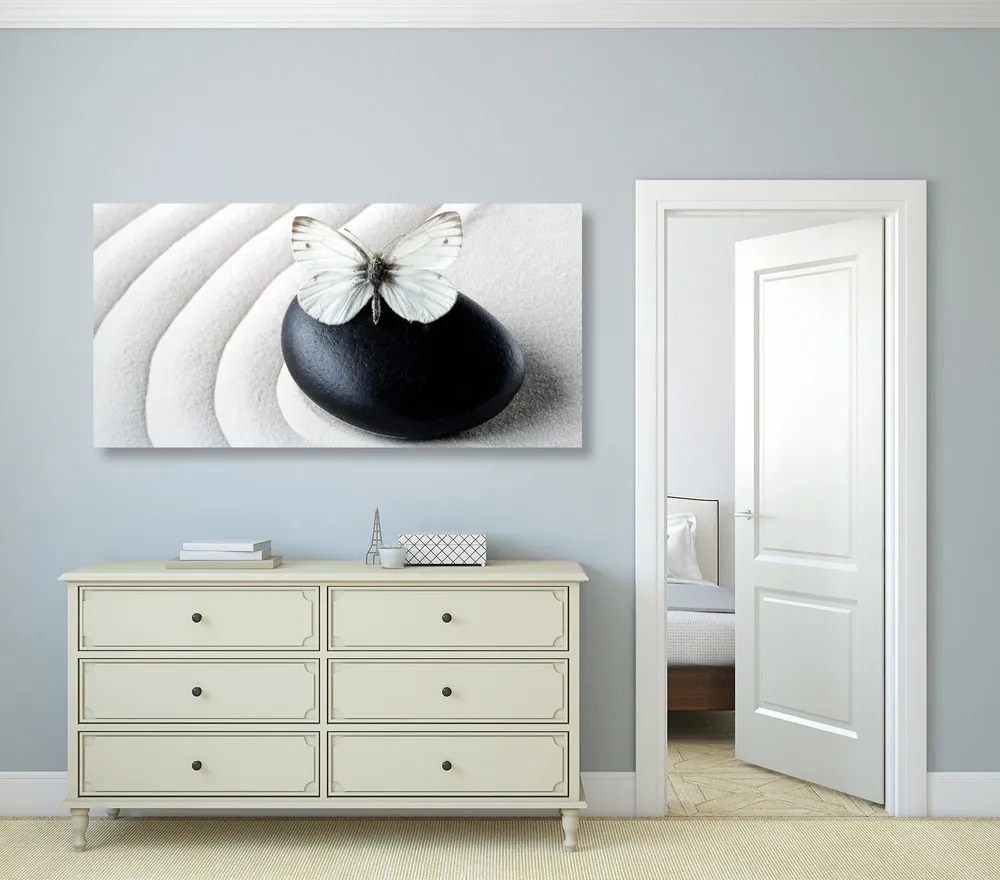 Quadro su tela – Pietra Zen con farfalla
