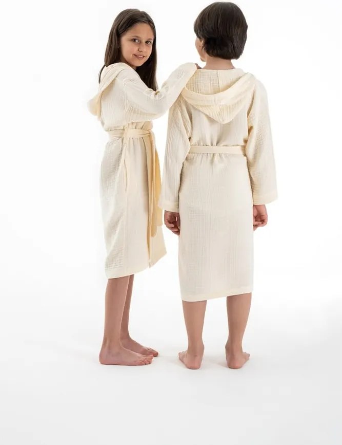 Accappatoio per bambini color crema in mussola 7-8 anni Muslin – Foutastic