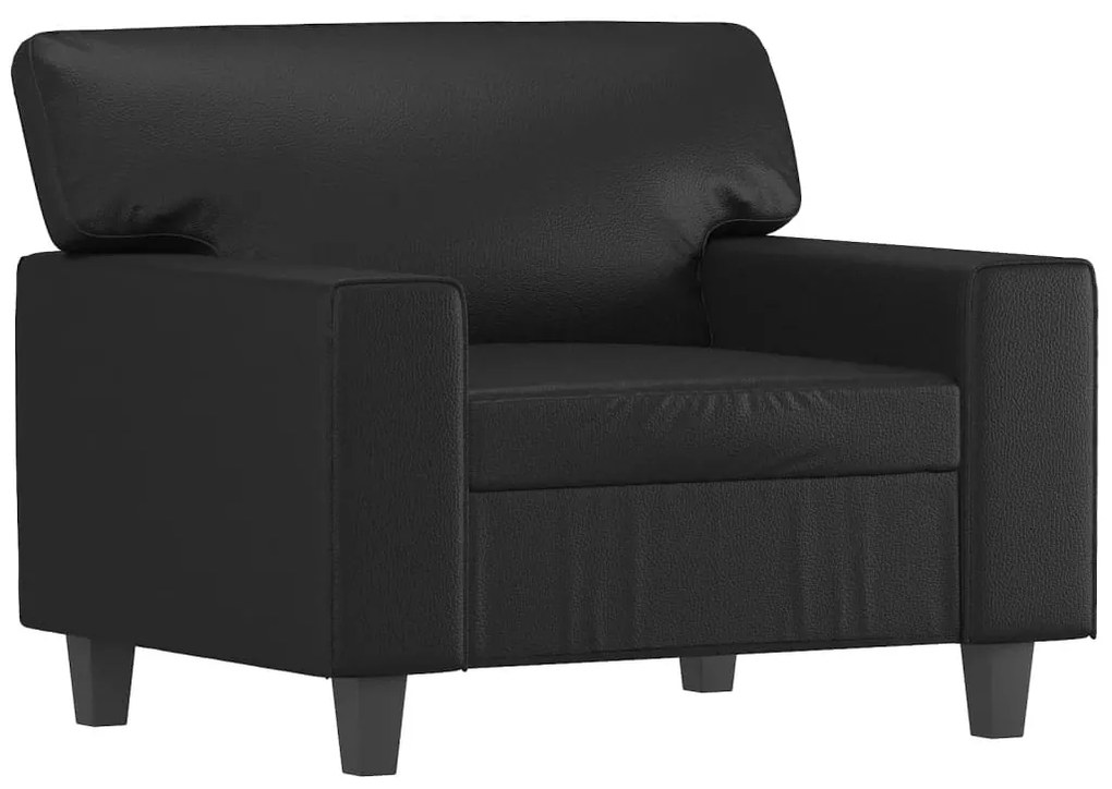 Poltrona con poggiapiedi nero 60 cm in similpelle