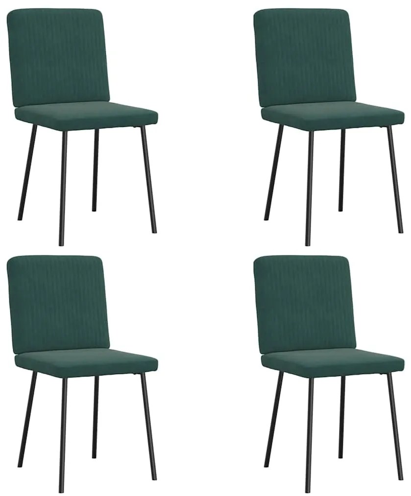 Sedie Da Pranzo 4 Pz Verde Scuro İn Velluto /