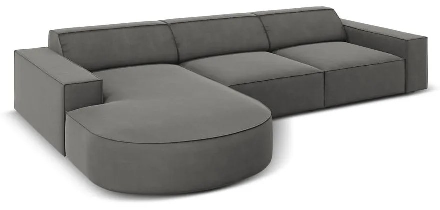 Divano angolare in velluto grigio (angolo sinistro) Jodie - Micadoni Home