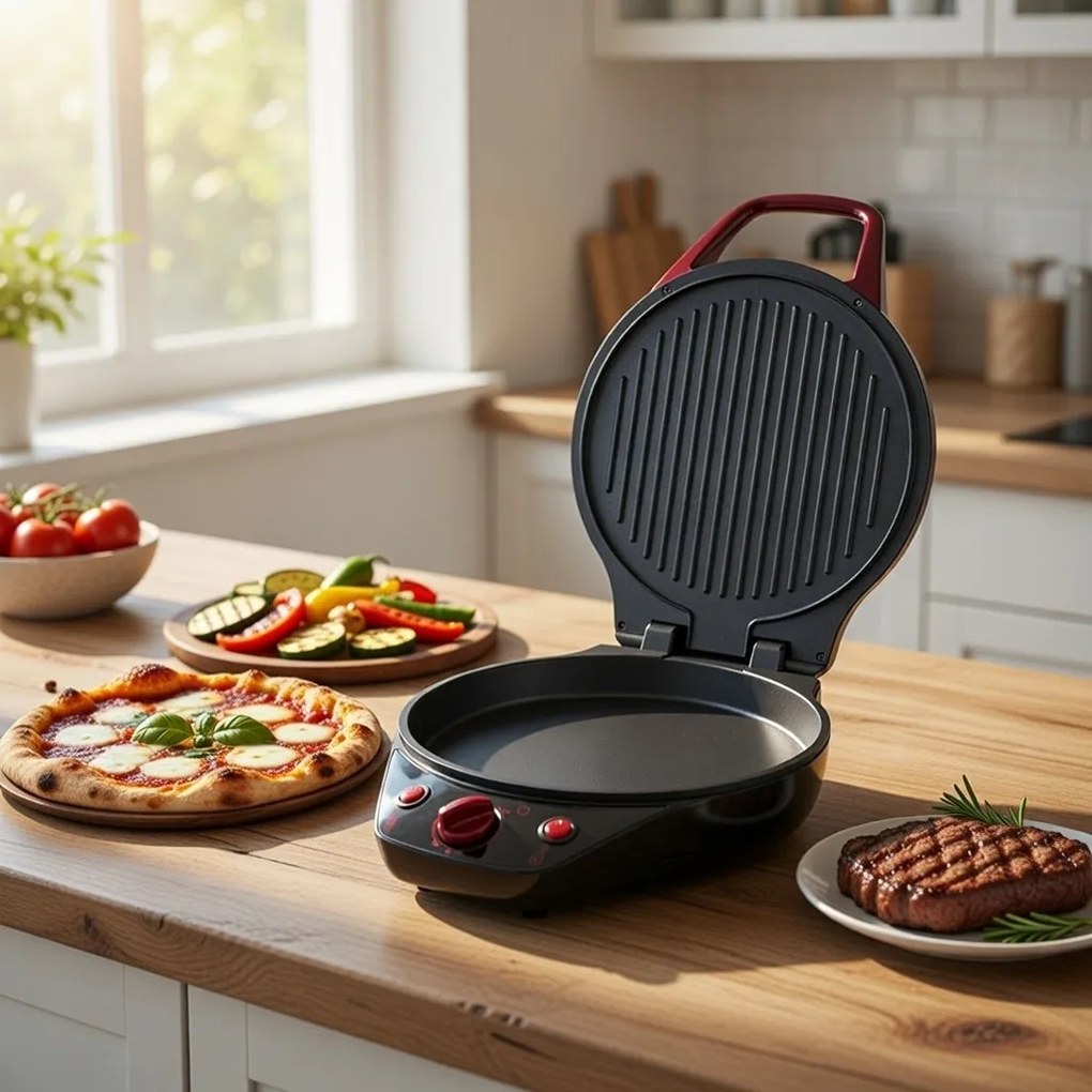 Piano Cottura Multifunzione Duadine 3 in 1 Antiaderente 1200W Kooper Italì Pizza Maker...