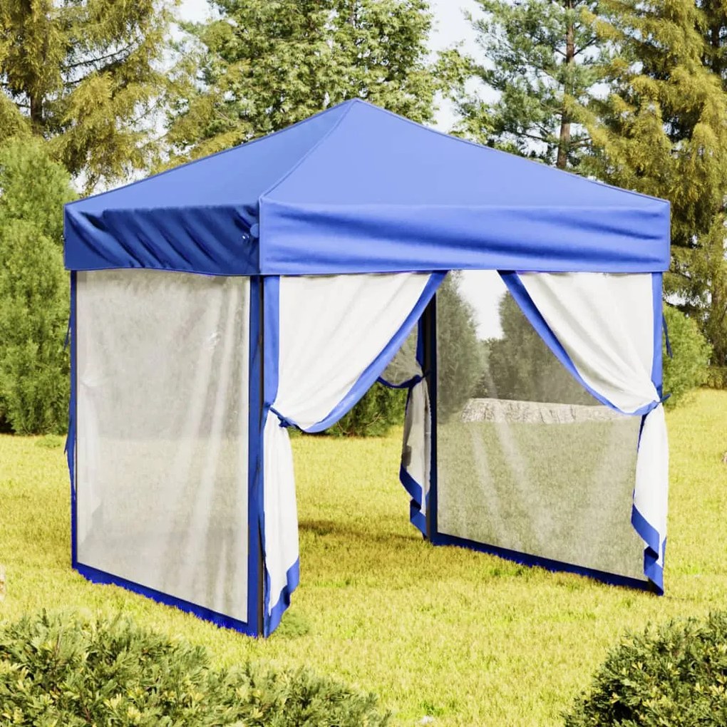 Tenda Per Feste Pieghevole Con Pareti Laterali Blu 2x2 M /