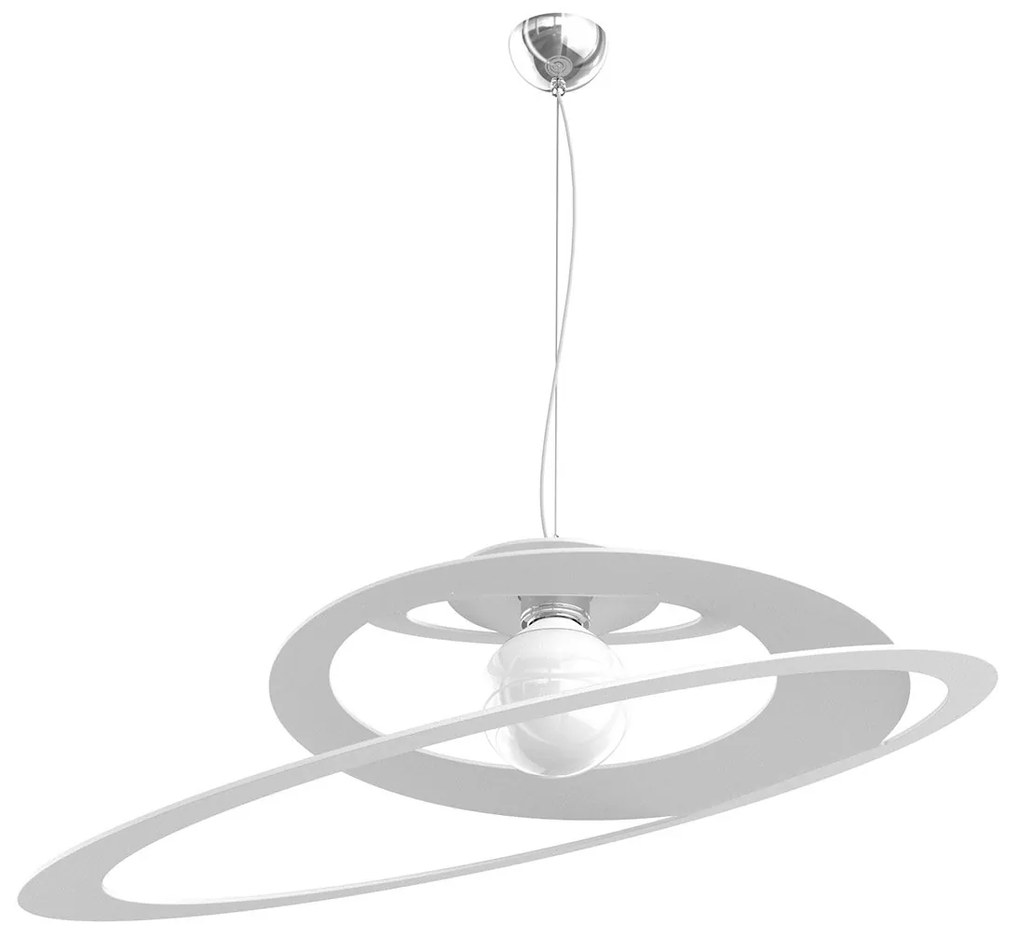 Sospensione Industrial-Minimal Bungee Metallo Bianco 1 Luce E27 D70Cm