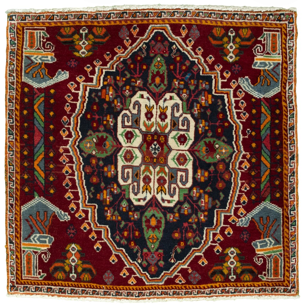 Shiraz Tappeto persiano 70x70 Rosso (Iran) Annodato A Mano