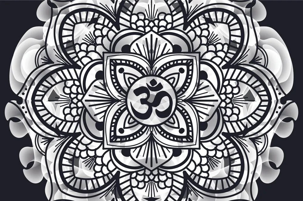 Carta da parati – Mandala della salute in bianco e nero