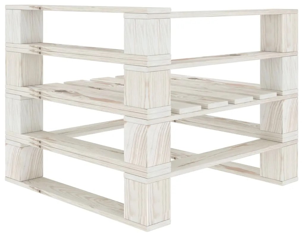 Divano Angolare da Giardino su Pallet in Legno Bianco