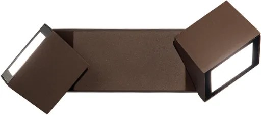 Applique per esterni a 2 Luci LED in alluminio Marrone e diffusore in vetro STEVE 28x11 cm