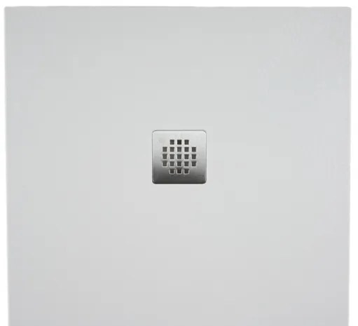 Piatto doccia in mineralmarmo 80x100 cm bianco effetto pietra con griglia e piletta sifonata