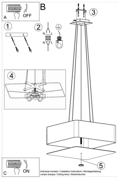Sollux SL.0774 - Lampadario su filo LOKKO 5xE27/60W/230V 45 cm nero
