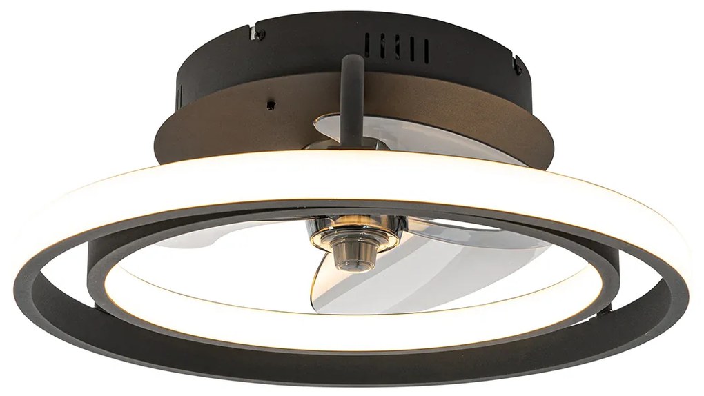 Ventilatore da soffitto nero 46,5 cm con LED e telecomando - Kees