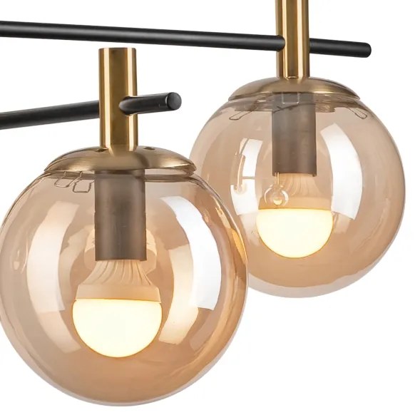 Lampadario a sospensione con supporto rigido LILOU 4xE14/5W/230V oro/nero/fumé beige