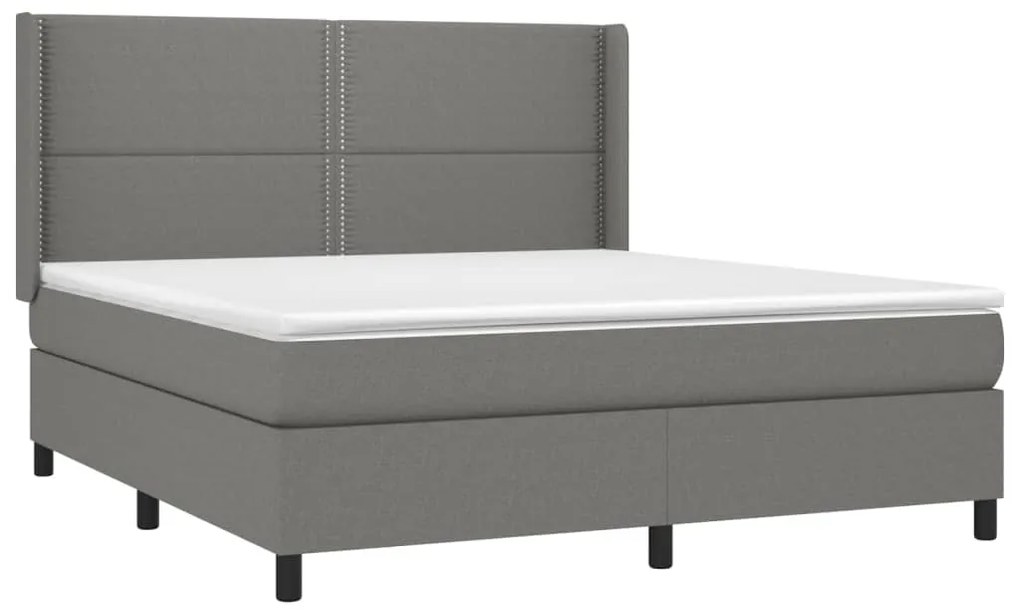 Letto a molle materasso e led grigio scuro 180x200cm in tessuto