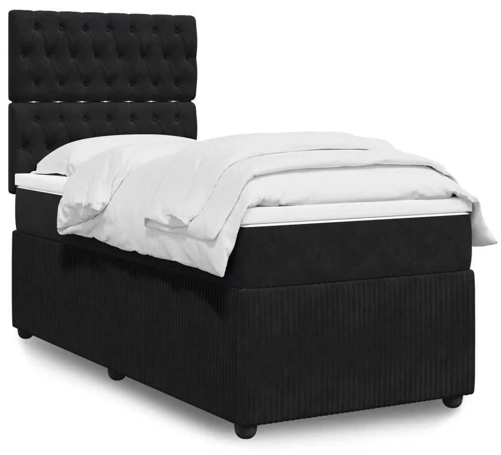 Giroletto A Molle Con Materasso Nero 100x200 Cm İn Velluto /