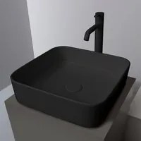 Lavabo da appoggio quadrato 40 in ceramica nero opaco Epsilon