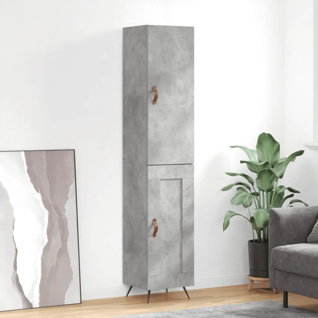 Credenza Grigio Cemento 34,5x34x180 Cm İn Legno Multistrato /