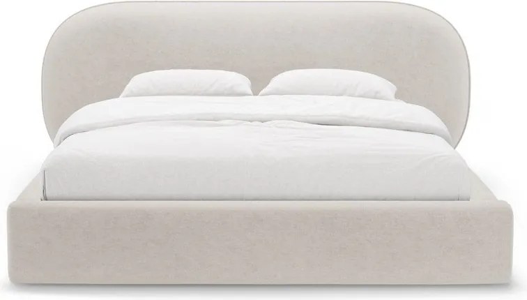 Letto matrimoniale imbottito color crema con contenitore con rete inclusa 200x200 cm Ovalo – Micadoni