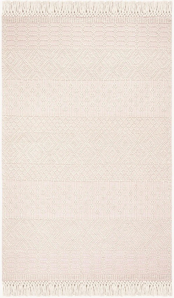 Tappeto in lana a pelo basso tessuto a mano avorio