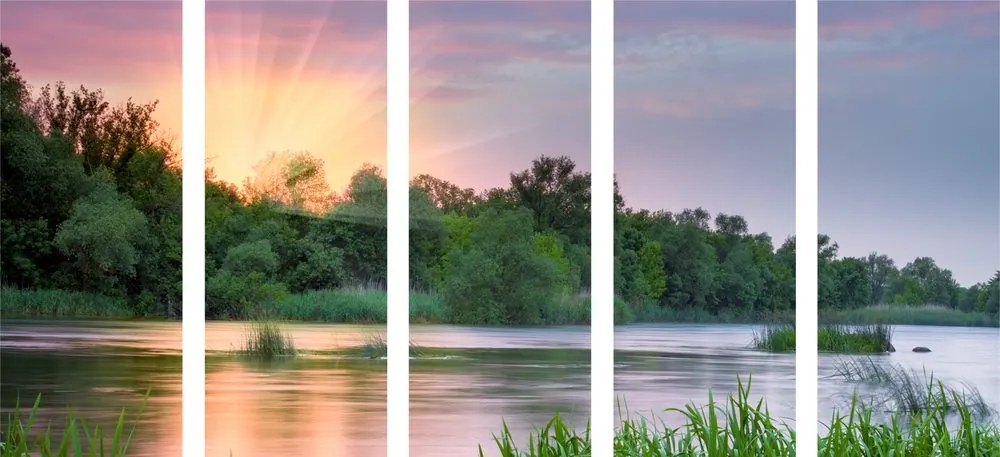 Quadri 5 pezzi – Alba sul fiume