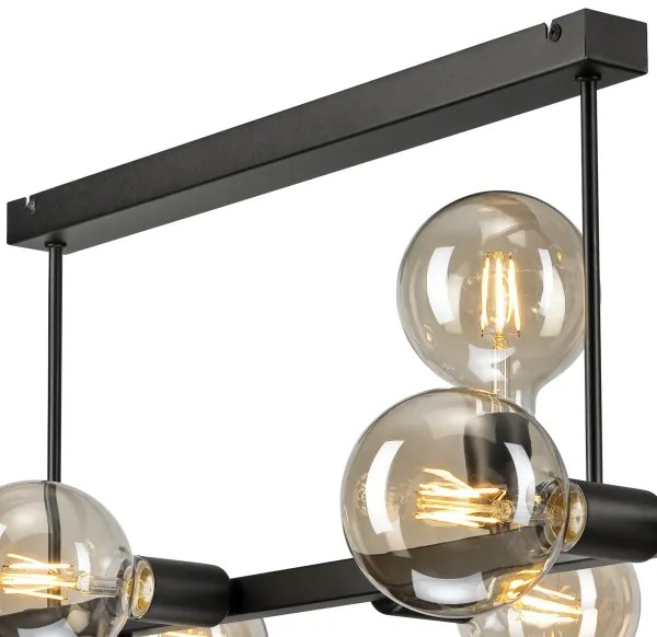 Lampadario a sospensione con supporto rigido ASTRID 8xE27/60W/230V nero