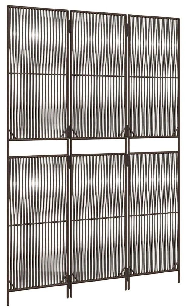 Divisorio per ambienti a 3 pannelli marrone in polyrattan