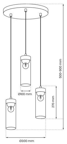 Lampadario a sospensione con filo ELICA 3xE27/60W/230V