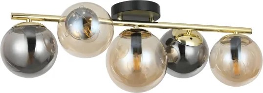 Lampadario a plafone AURIS 5xE14/15W/230V oro/nero fumé/beige