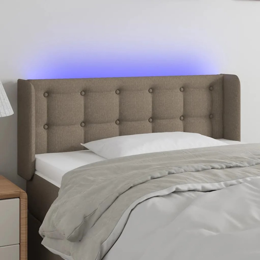 Testiera A Led Tortora 103x16x78/88 Cm İn Tessuto /