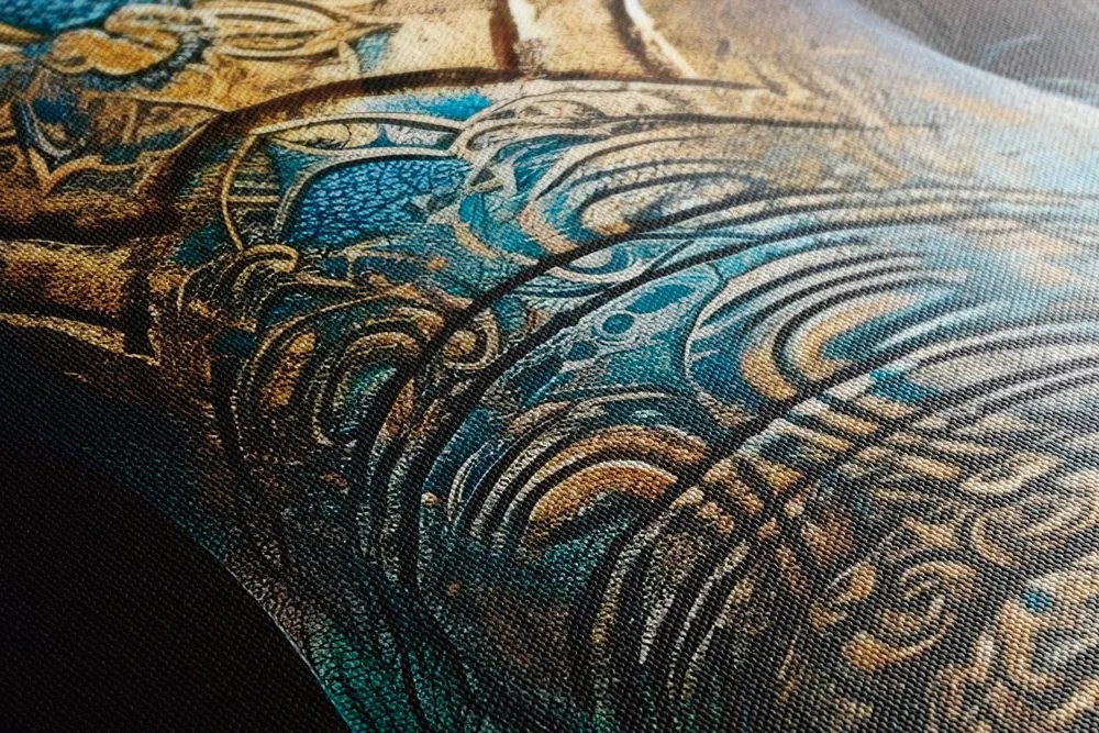 Stampa su tela – Elefante blu-oro
