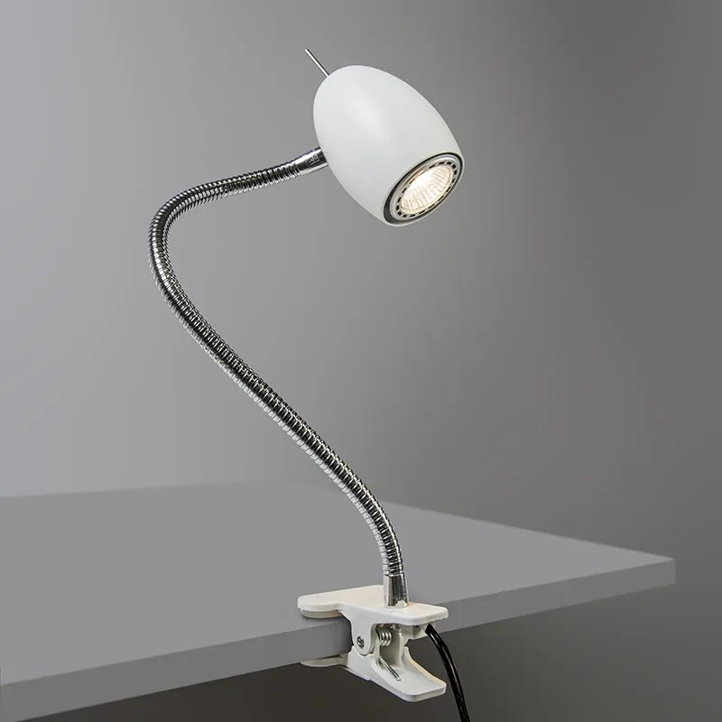 Faretto a morsetto di design bianco con braccio flessibile - Egg