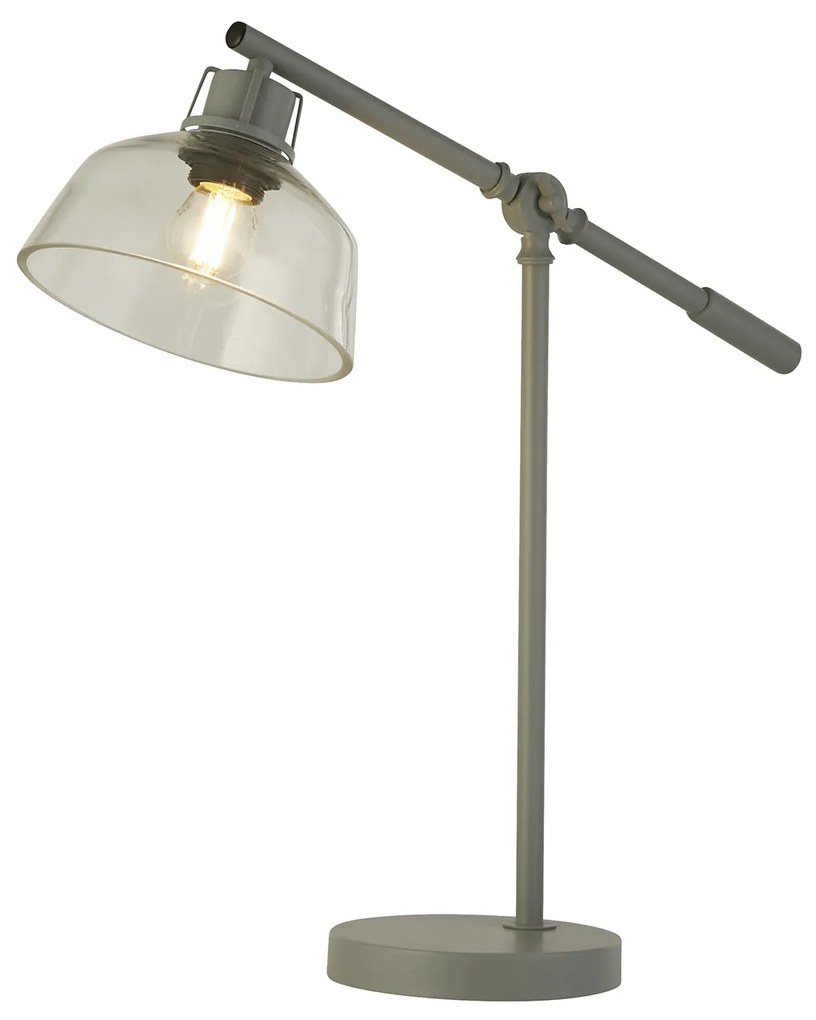 Lampada Scrivania Contemporanea Canterbury Acciaio Grigio Trasparente 1 Luce E27