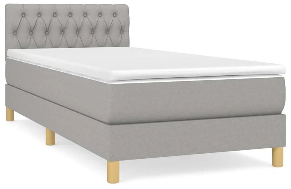 Giroletto a molle con materasso grigio chiaro100x200 cm tessuto