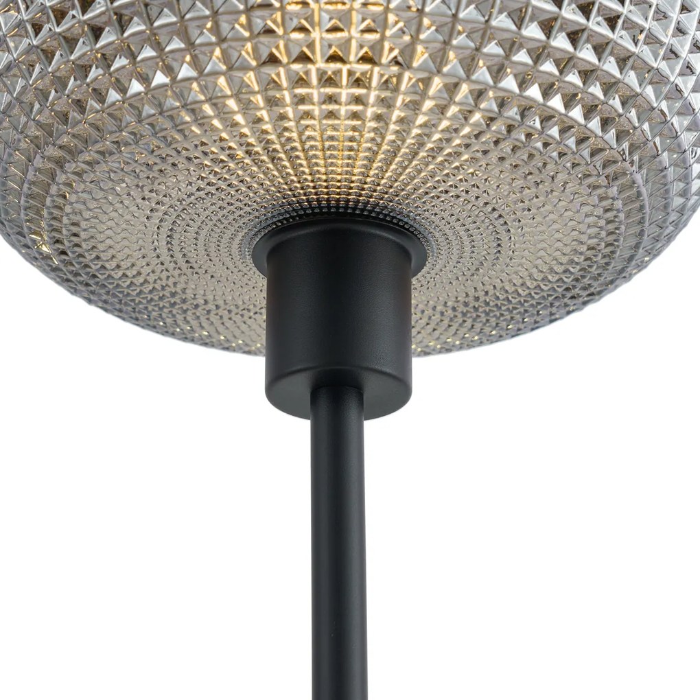Lampada da terra di design nera con vetro fumé 2 luci - Brianna