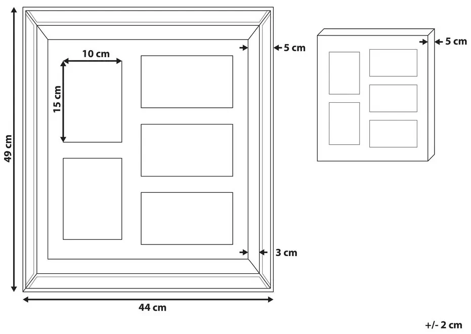 vidaXL Set Cornici Foto 3D 3 pz Naturale 28x28 cm per Foto 20x20