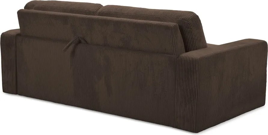 Divano marrone allungabile con rivestimento in velluto a coste 195 cm Nona – Makamii