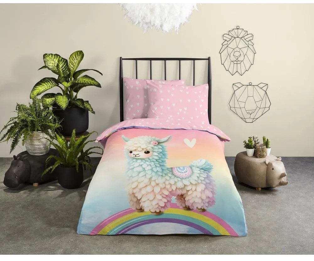 Set copripiumino e federa da bambini rosa in cotone per letto singolo 140x200 cm Chico – Good Morning