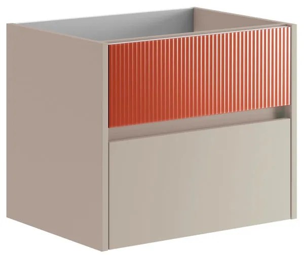 Mobile da bagno sospeso sotto lavabo L 59.5 x H 50 x P 45.5 cm beige laccato opaco, 2 cassetti Niwa