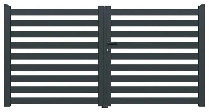 Cancello manuale a braccio articolato e a martinetto Antas battente GARDENGATE in alluminio, apertura a destra, L 300, H 100-200 cm, di colore grigio