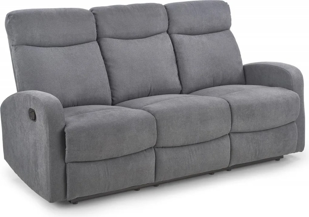 Divano reclinabile Oslo 3S in tessuto grigio scuro - H100 cm