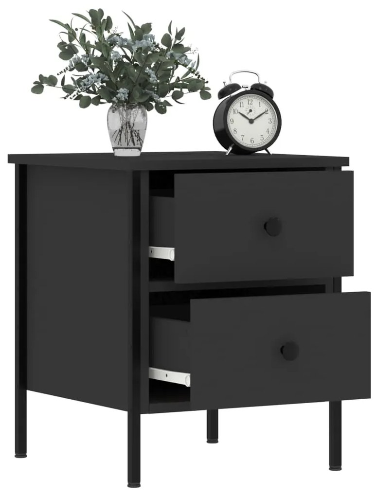 Comodini 2 pz neri 40x42x50 cm in legno multistrato