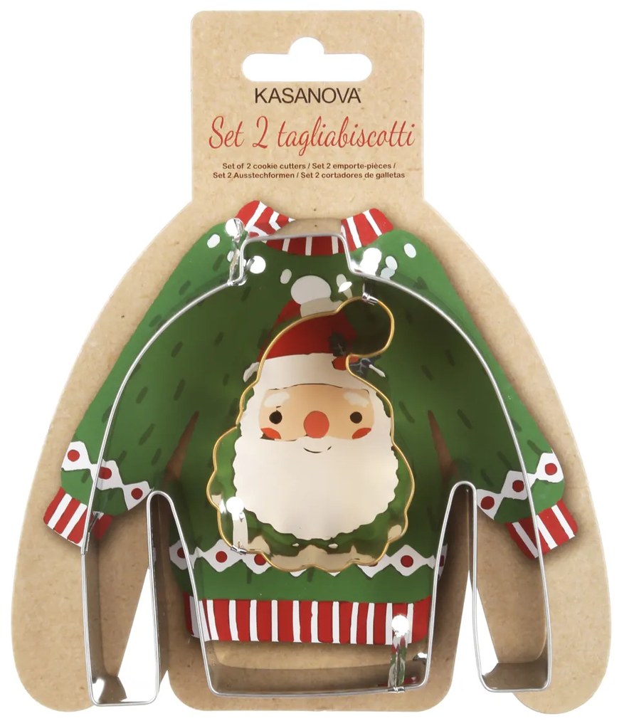 Set 2 formine tagliabiscotti Babbo Natale e maglione