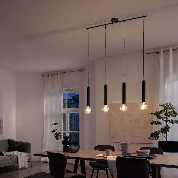 Briloner - Lampadario a sospensione con filo LONGA 4xE27/60W/230V nero