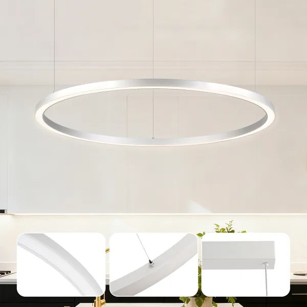 Brilagi-LED Dimmerabile. lampadario a cavo PORTOFINO LED/60W/230V Ø 80 cm argento+telecomando