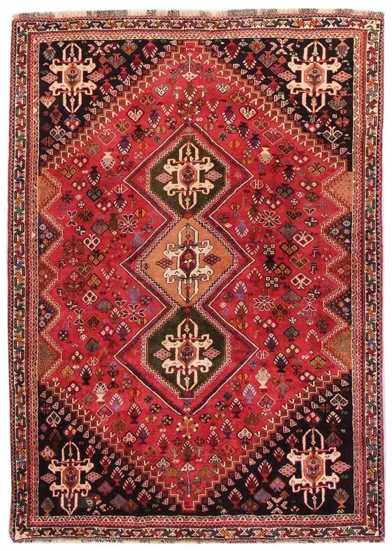 Gashghai Tappeto 180 x 270 Rosso (Iran) Annodato A Mano