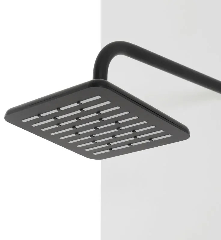 Soffione doccia 20 x 20 cm in finitura nero anticalcare Hidra