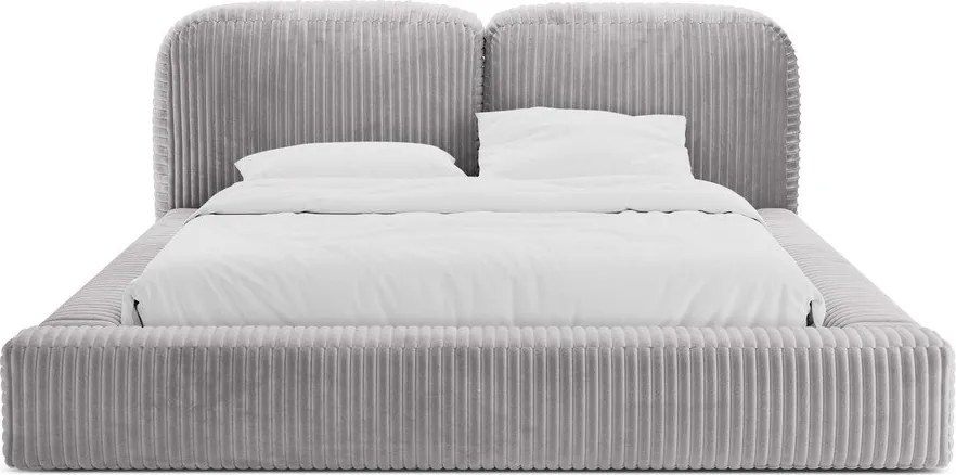 Letto matrimoniale imbottito grigio chiaro con contenitore con rete inclusa 160x200 cm Martina – Micadoni