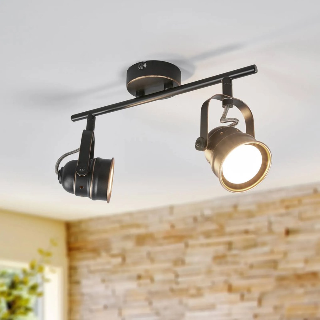 Lindby fatto da soffitto Leonor, a 2 luci, nero, metallo, 32 cm