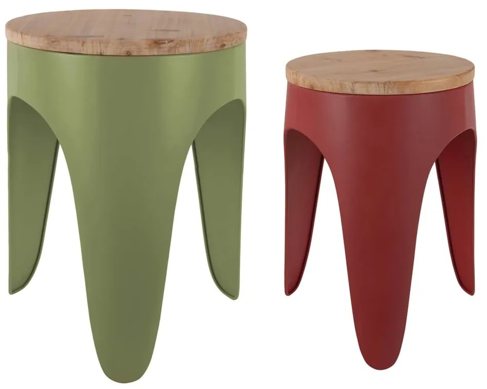 Set di sgabelli rossi/verdi in metallo 2 pz Double Funky – Leitmotiv