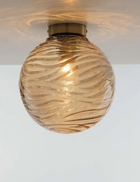 Plafoniera nereide champagne 1 luce attacco e27 25x25cm in vetro on...