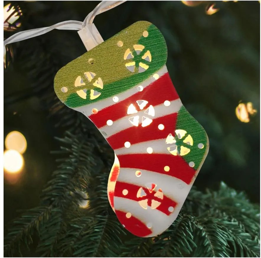 Catena luminosa LED da esterno 10xLED/2xAA 1,65 m IP44 bianco caldo con calze